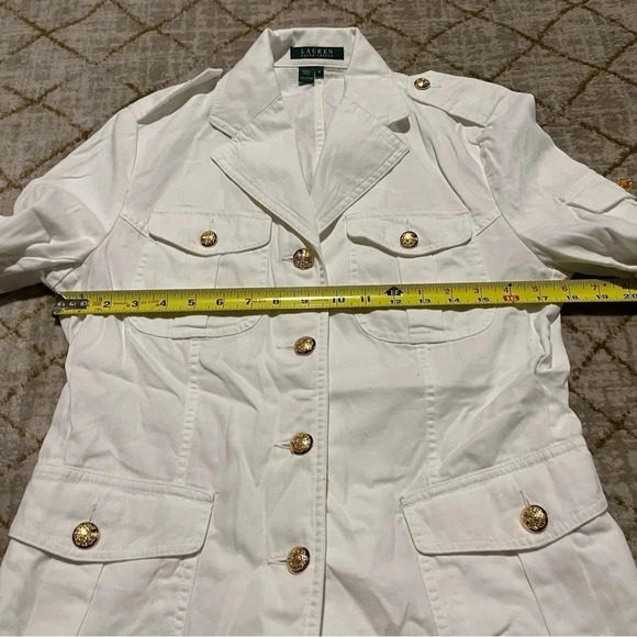 Lauren Ralph Lauren White Jacket Womens M Military Gold Buttons Pockets - Picture 7 of 9